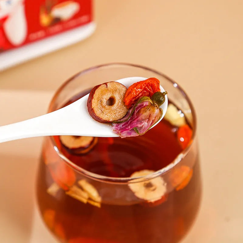 150g box of brown sugar ginger herbal tea with red dates, wolfberries and traditional Chinese ingredients