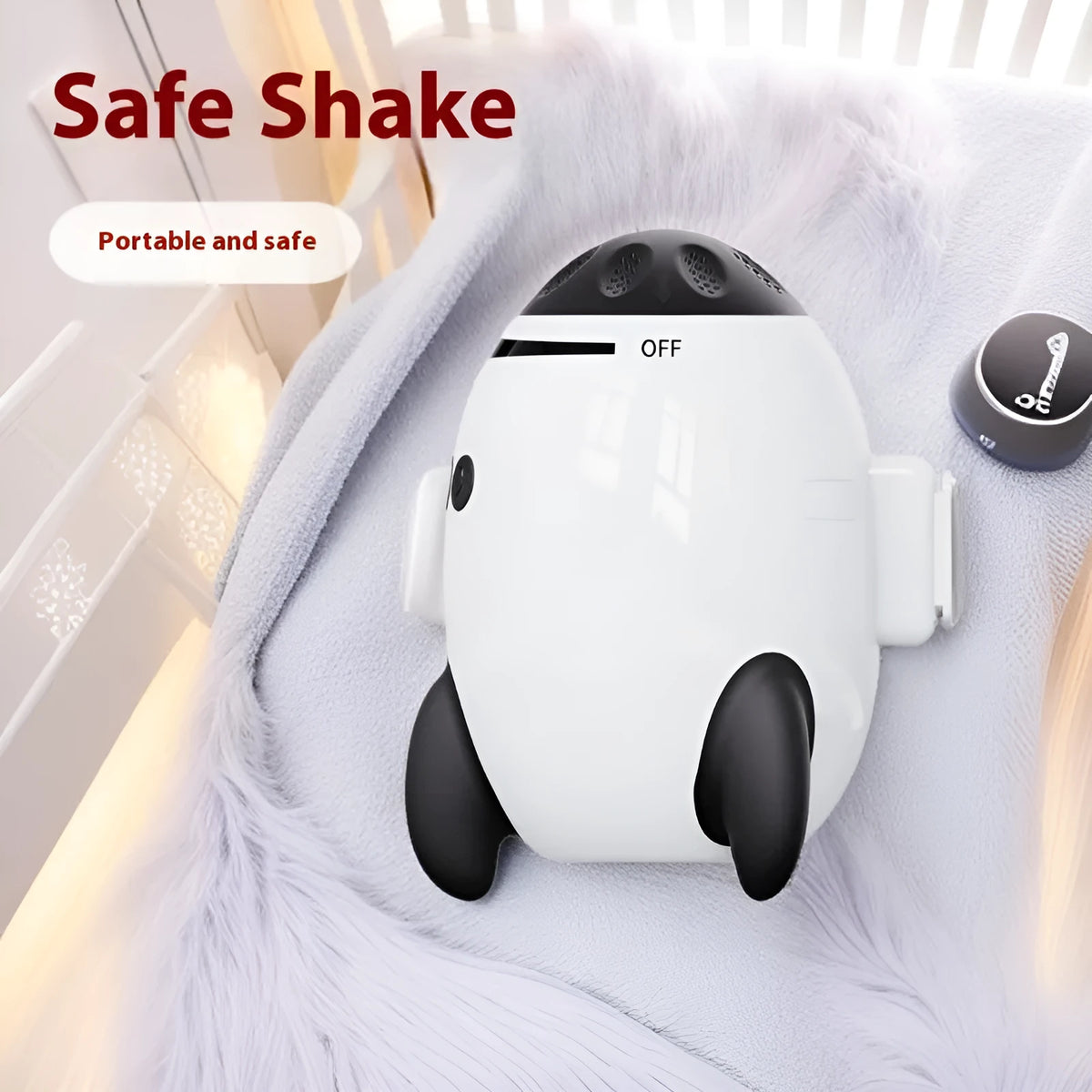 White ABS baby sleep comforter with shaking function and Bluetooth connectivity