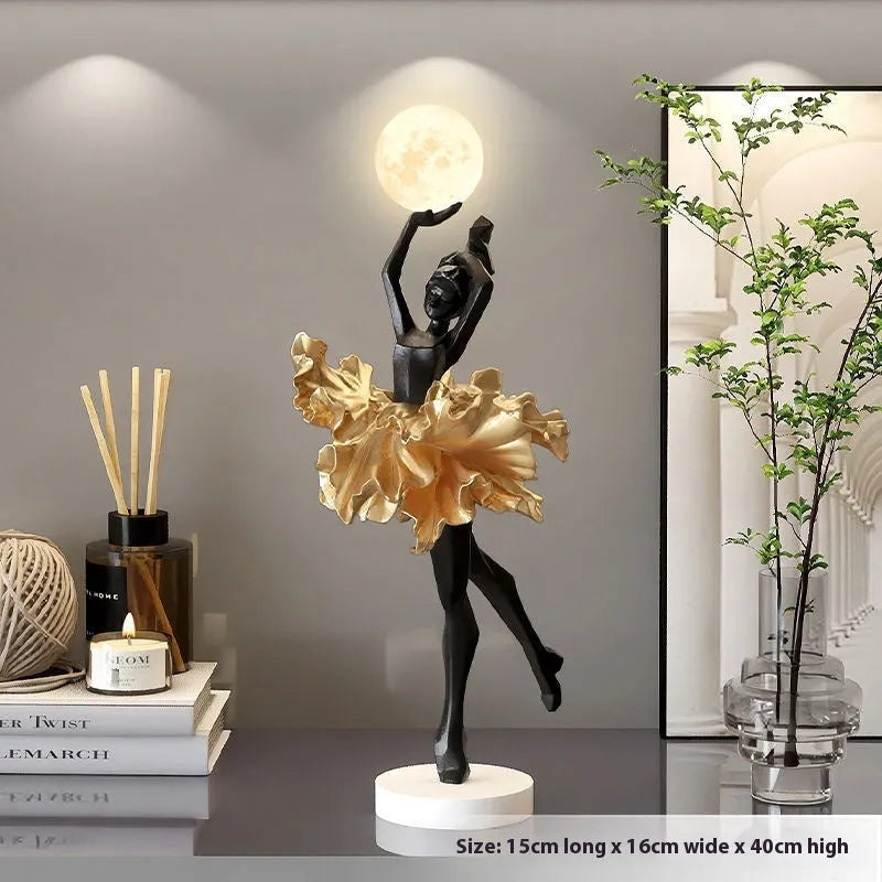 Art Girl atmosphere night lamp in resin with USB charging, showing colour options