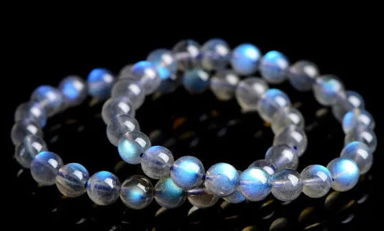 Natural cream blue moonlight crystal bracelet showing grinding process finish and simplicity style