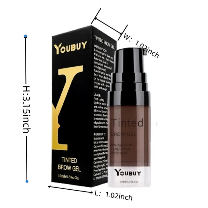 Waterproof brow cream and eyebrow pencil set in dark grey and golden yellow colours with brow dye component