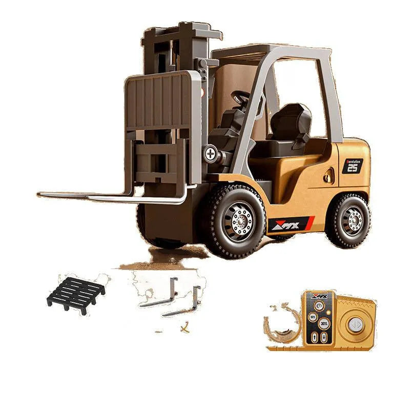 Mini alloy forklift remote control model with cargo hook and pallet accessories