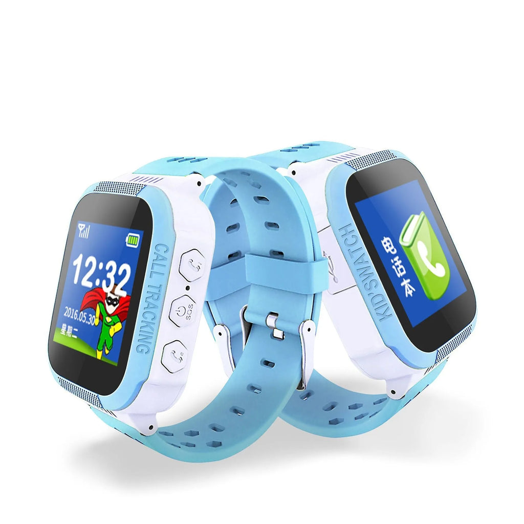 Blue children's phone watch with 1.44-inch IPS touch screen display
