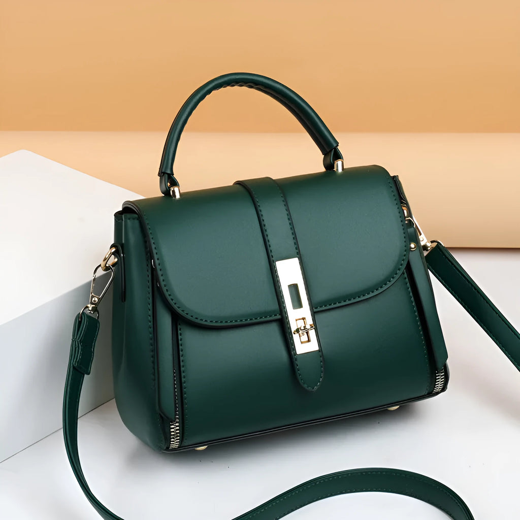 Soft PU leather women's shoulder messenger bag in square vertical design with adjustable strap