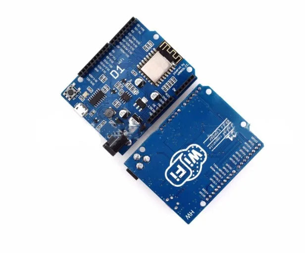 Black ESP8266 WIFI development board with pin headers and Arduino compatibility