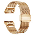 Stainless steel card strap for Garmin Fenix 7X 7 Pro 6X 6 smartwatch in silver, black, gold, or rose gold.