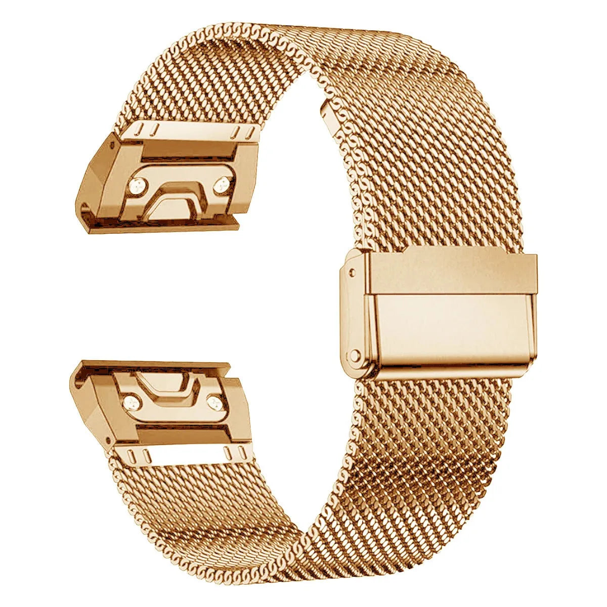 Stainless steel card strap for Garmin Fenix 7X 7 Pro 6X 6 smartwatch in silver, black, gold, or rose gold.