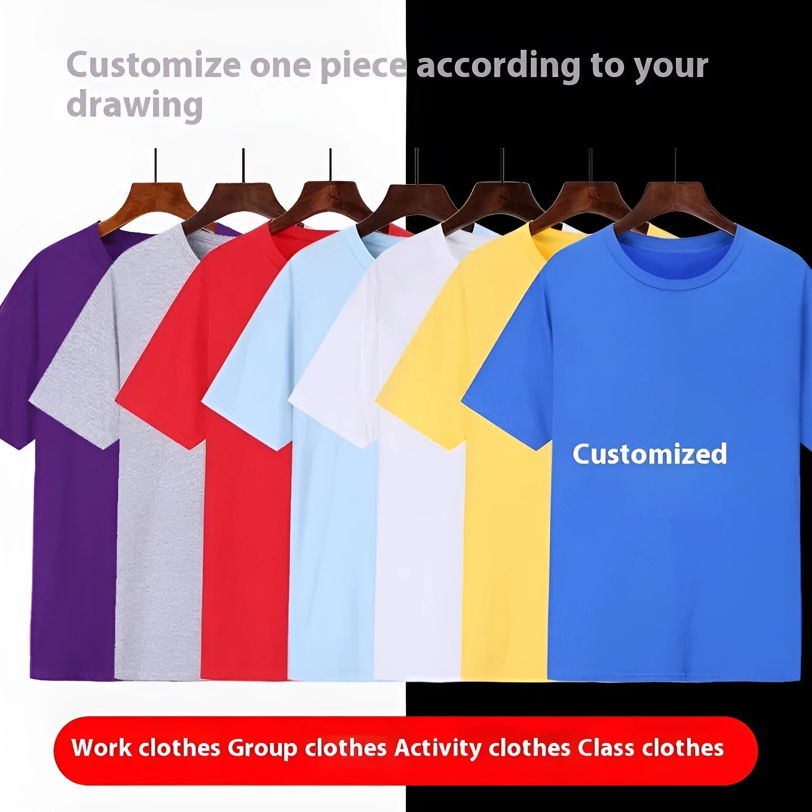 Men's loose-fit cotton t-shirt on a hanger, available in multiple colours.