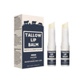 Two soft grain tubes of beef fat lip balm for dry and neutral skin