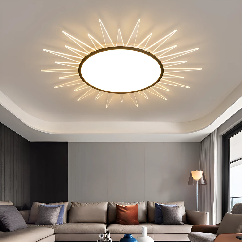 Modern round aluminium LED ceiling lamp with remote control dimming in various sizes