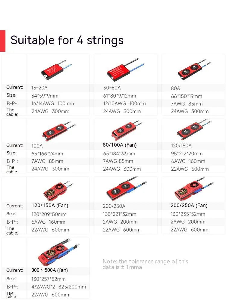 Dali lithium iron phosphate battery protection board for 12V 4-cell systems