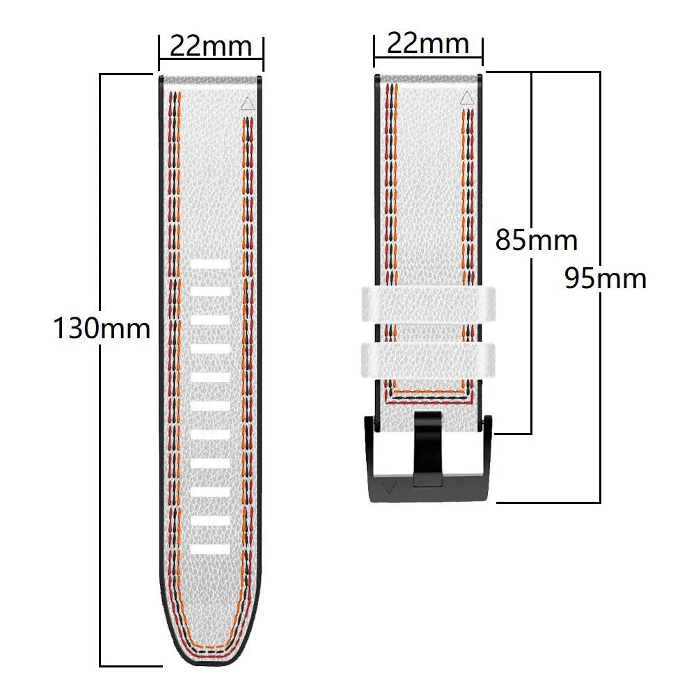 Silicone leather quick release watchband for Garmin Fenix smartwatches in multiple colour options