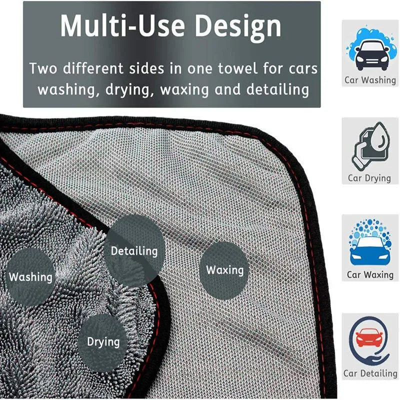Grey 40x40 centimetre microfiber car wash and drying towel laid flat