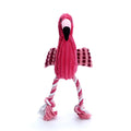 Pink animal-shaped corduroy plush dog toy with squeaker on a white background