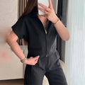 Casual short sleeve loose outerwear jacket in polyester fabric available in white, black, or yellow colours