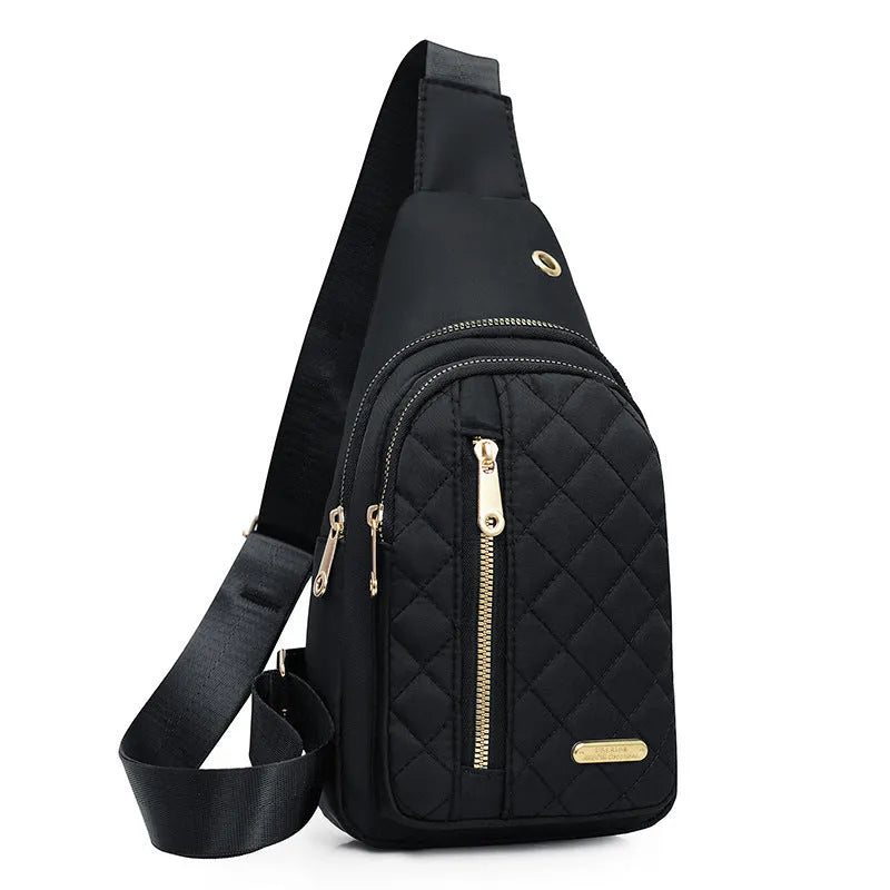 Girl's crossbody chest bag in Oxford cloth with plaid pattern available in multiple colours