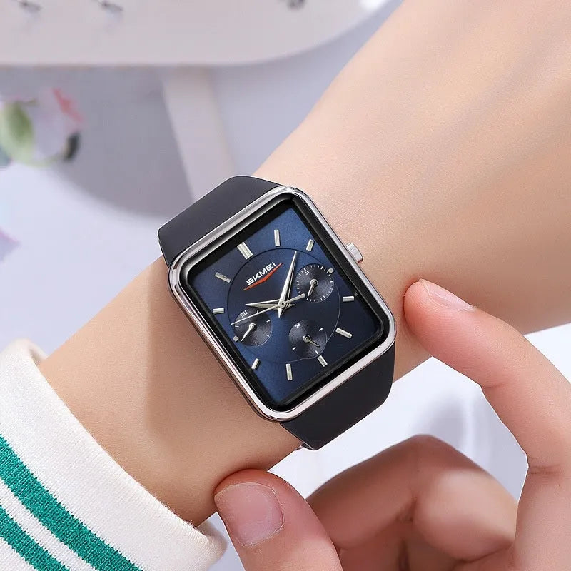Square silicone waterproof digital watch for girls with 10.8mm thickness in multiple colour options