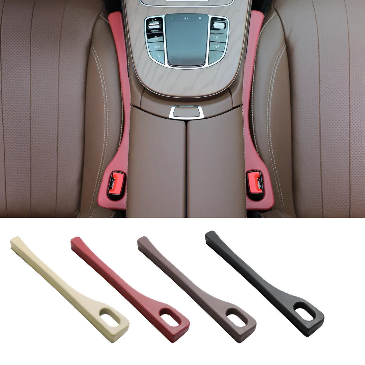 Polyurethane car seat gap strips in five colour options preventing items falling between seats