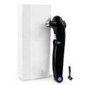 Black folding body electric shaver with battery compartment open