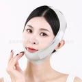 Small V face shaping mask in light breathable fabric, shown in purple and green colours.