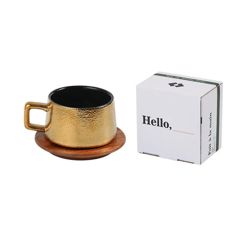 Office gift tumbler coffee cup suit with gold-plated gift box and approximately 250ml capacity irregular shape mug