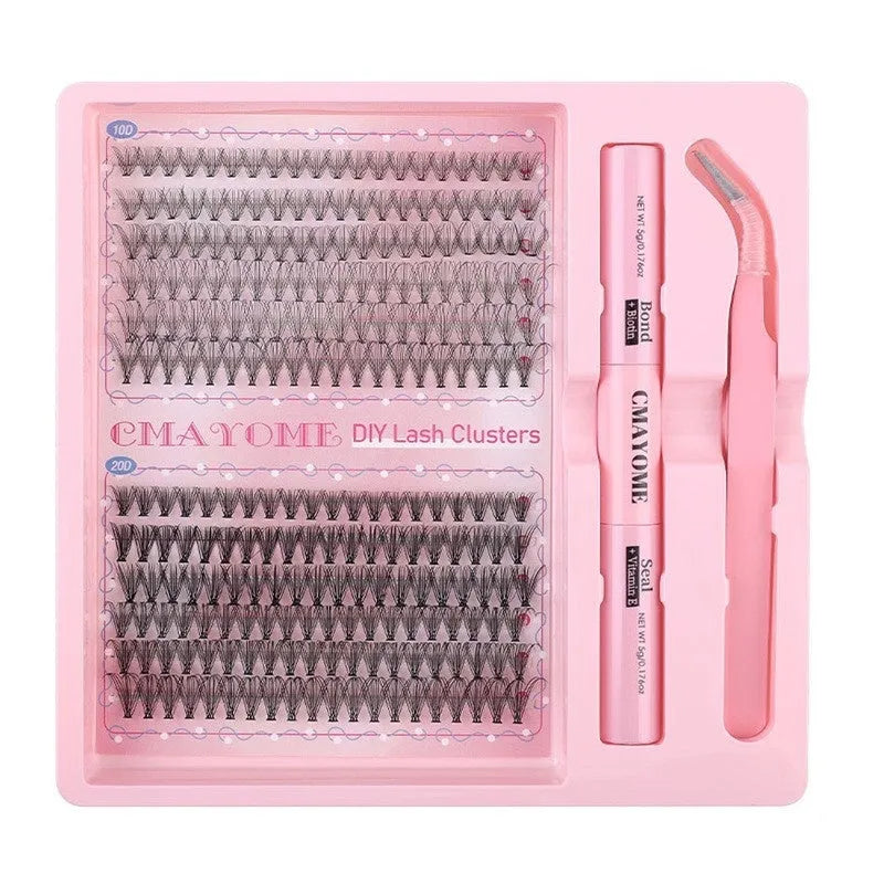 DIY single cluster artificial fibre false eyelashes in natural thick mixed split type design