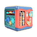 Colourful baby educational hexahedron cube with bead maze, gears, and clock for toddler learning