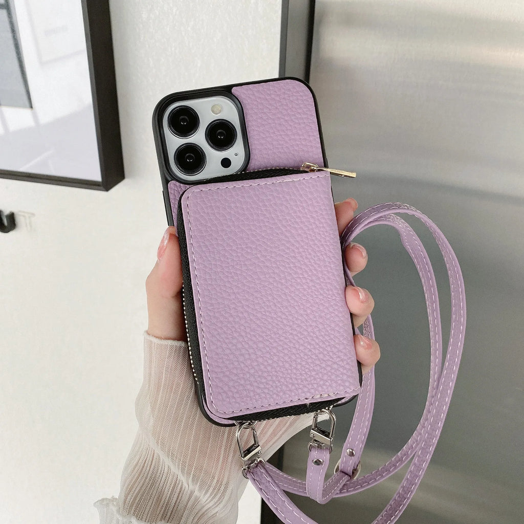 Litchi textured protective phone case for iPhone models, shown in multiple colour options.
