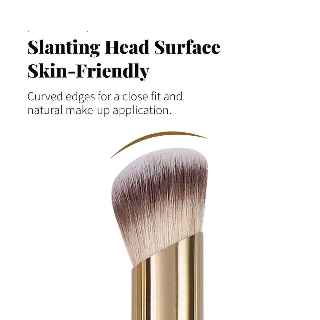 MAANGE five angled apricot-coloured kabuki makeup brushes for foundation, blush, and powder application