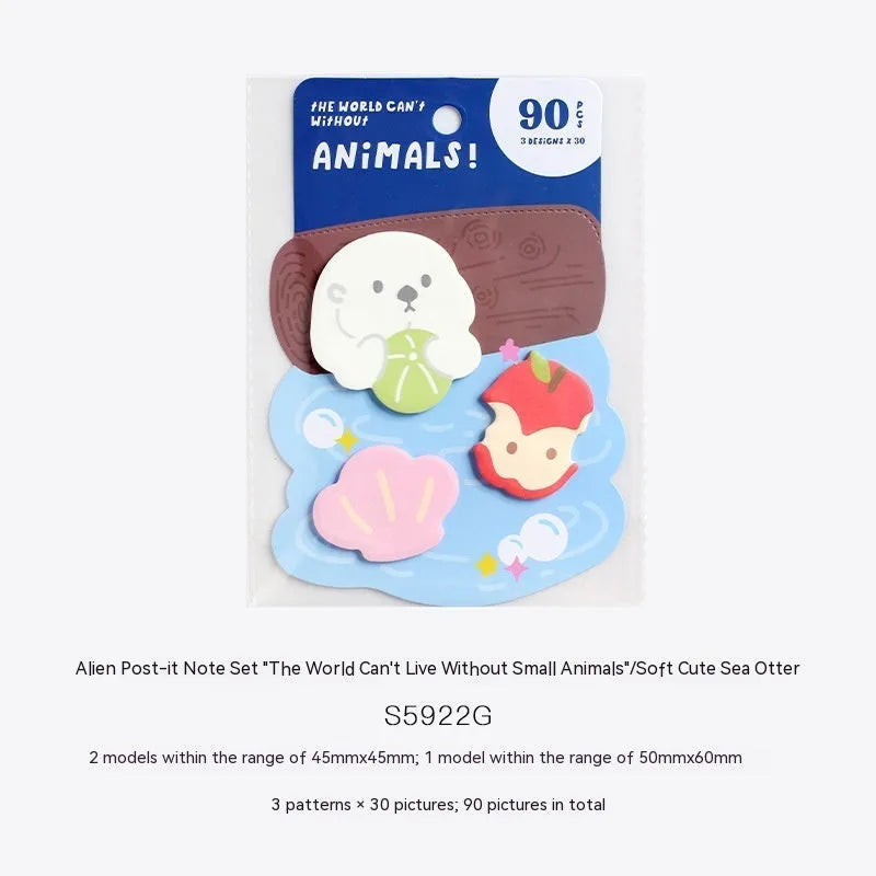 Small animal shaped sticky note set with 90 pages and six colourful cover designs