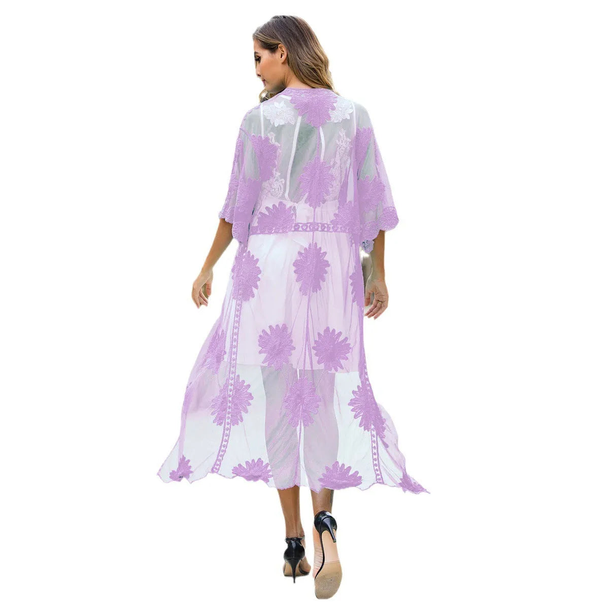 Light purple beach cover-up dress for swimming and beach activities