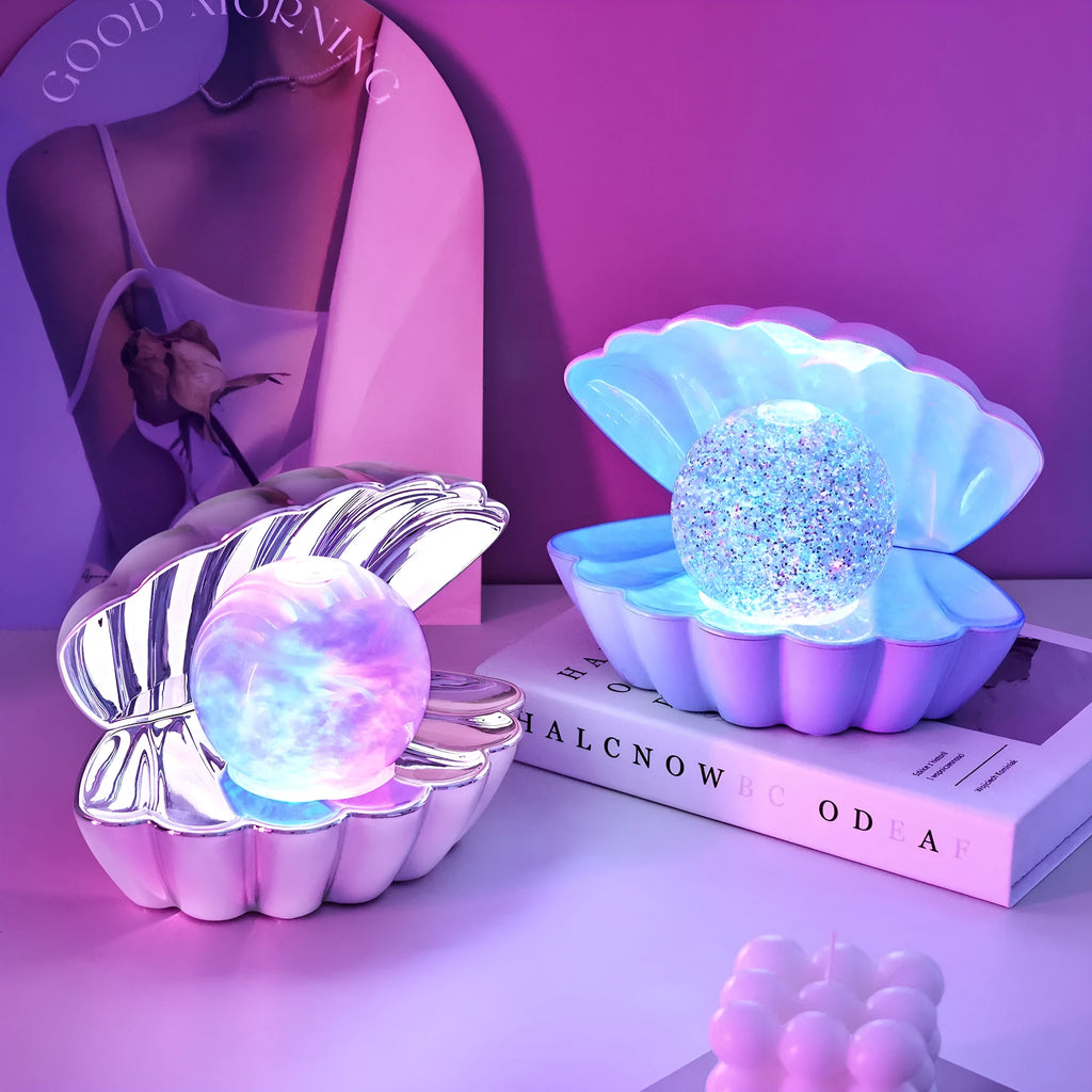 Shell-shaped decorative neon night lamp in choice of three colours with 15cm size