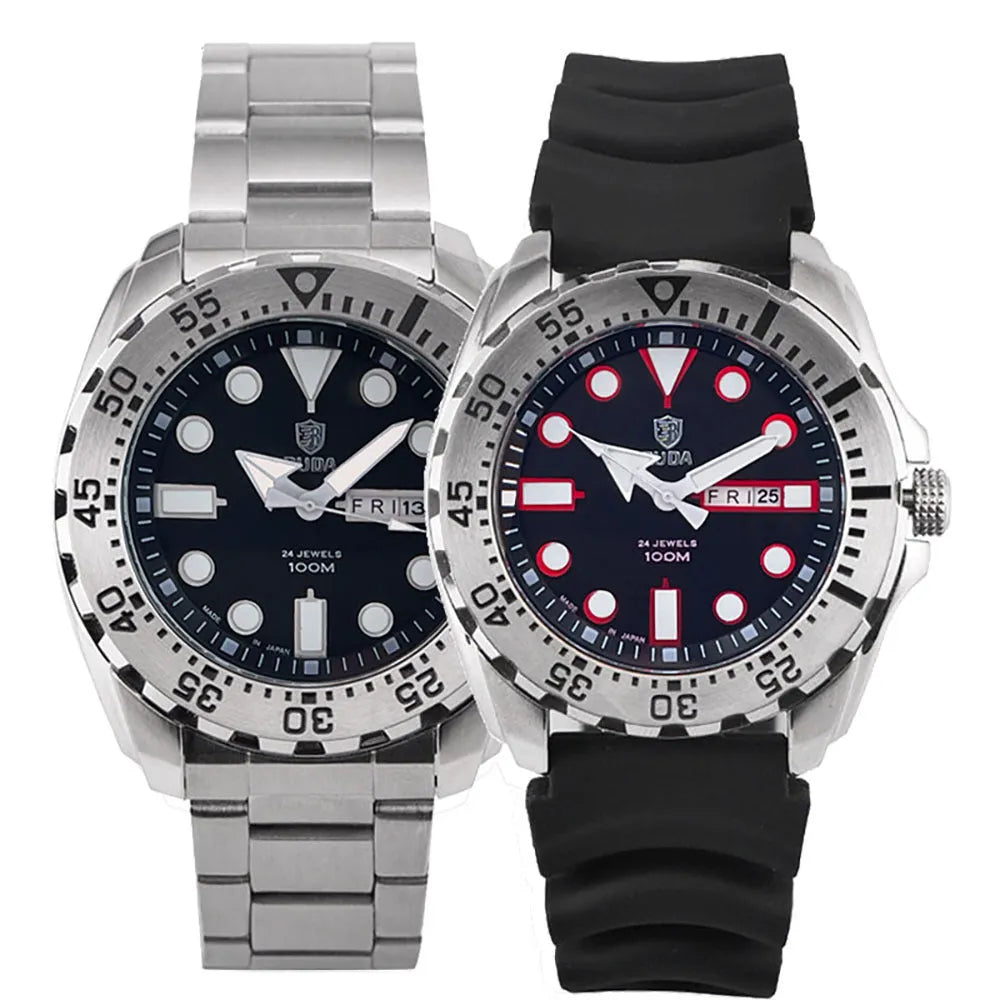Men's waterproof luminous quartz business watch with choice of steel or nylon strap in multiple colour options