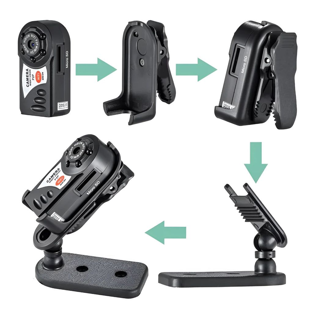 Black wireless WiFi network camera with LCD screen and optical zoom lens