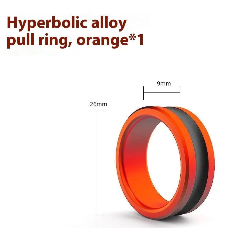 Orange and silver alloy fishing hand guard pull loop with non-slip surface