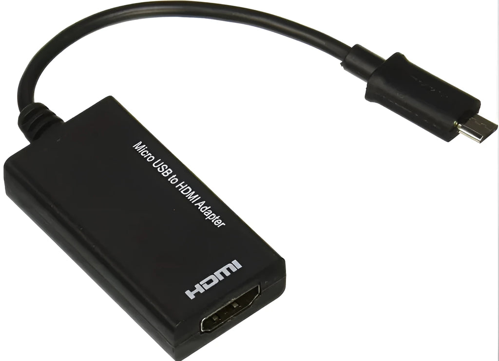 Black DisplayPort to HDMI adapter with 12cm cable and Micro USB connector