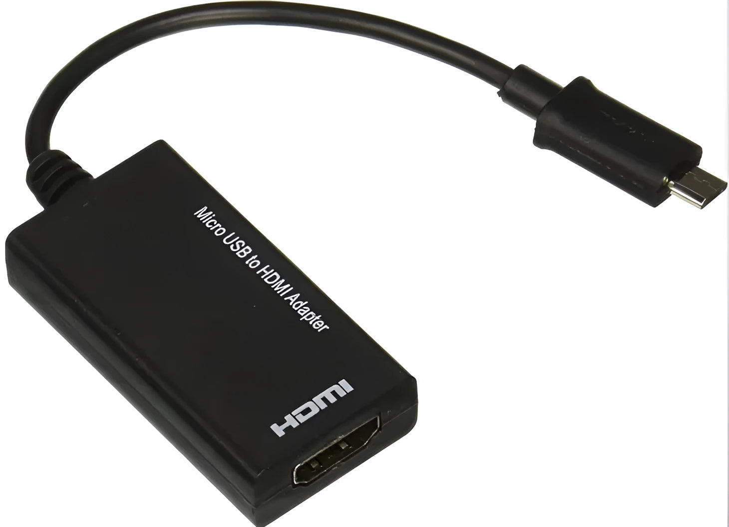 Black DisplayPort to HDMI adapter with 12cm cable and Micro USB connector