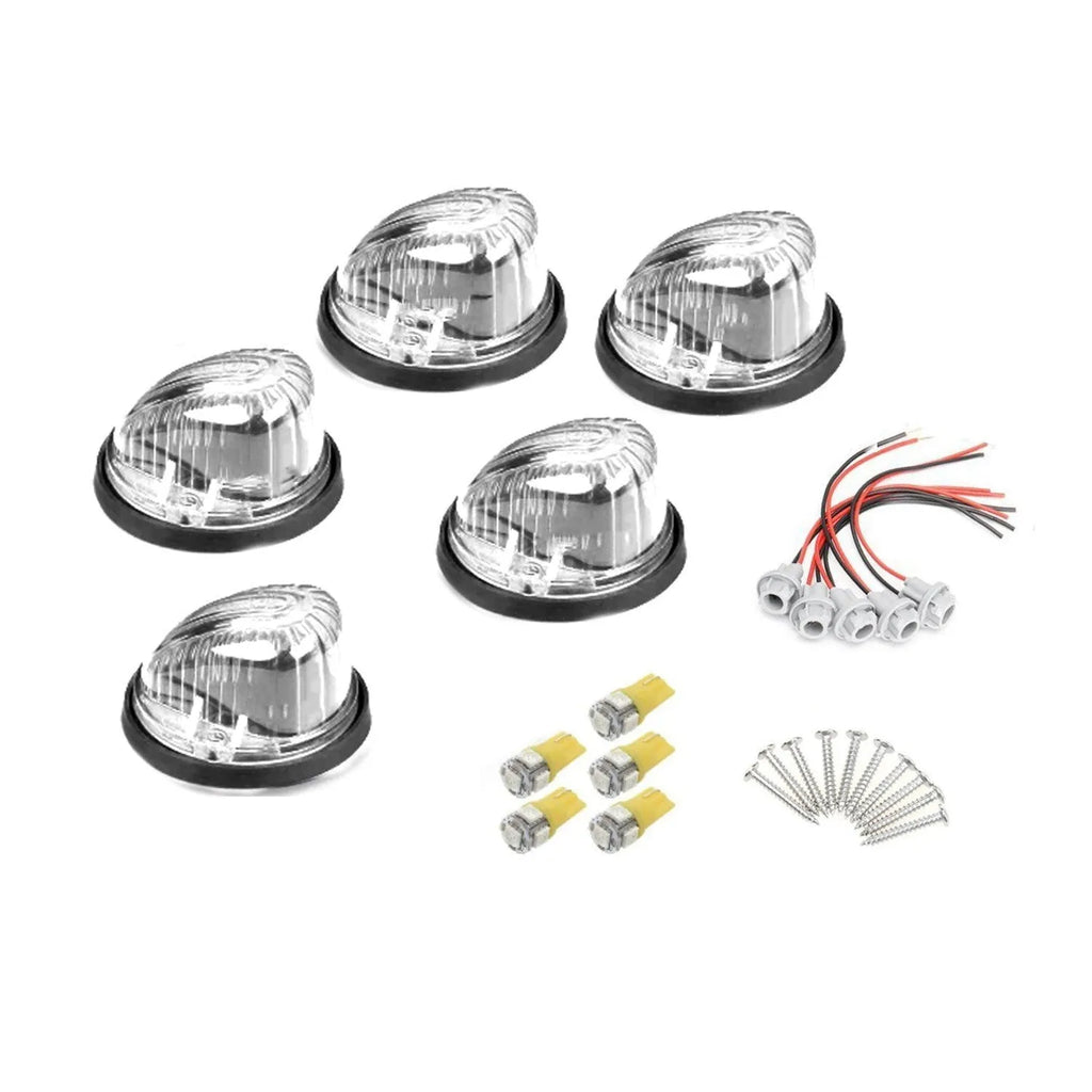 LED cab roof marker light kit with yellow lens, bases, T10 bulbs and mounting hardware