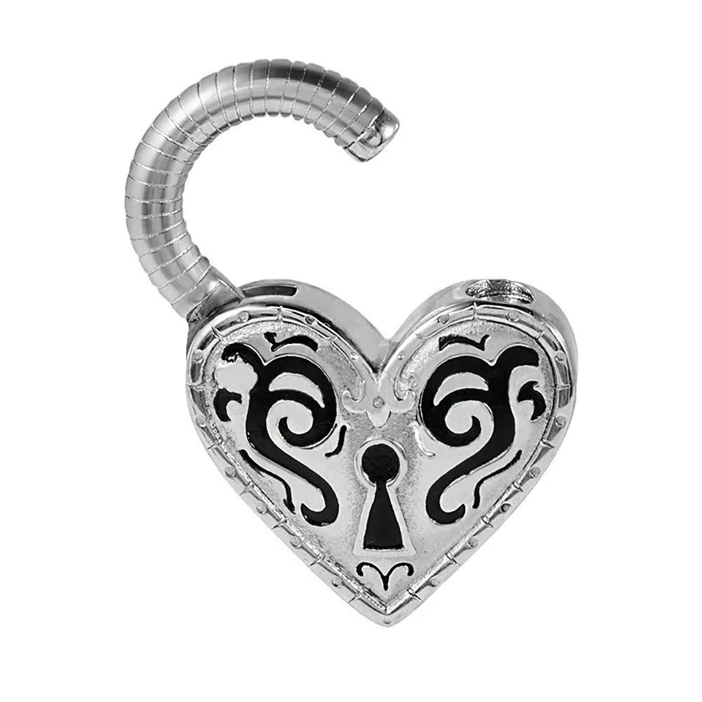 Women's heart-shaped stainless steel earrings in gold or steel colour options for ear piercings