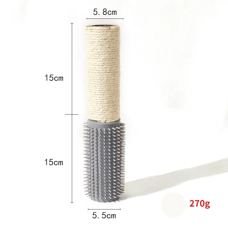 Brown sisal scratching post for cats measuring 30cm tall with natural fibre scratching surface