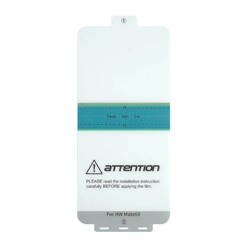 Huawei Mate 60 TPU soft screen protector film with anti-fingerprint and self-repair features, includes application tools.