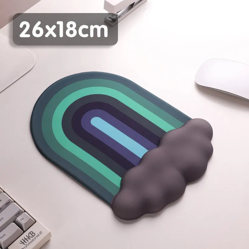 Silicone wrister mouse pad and keyboard support set with cloud pattern design in white, black, grey or red