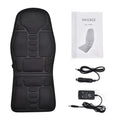 Black electric cervical kneading massager with wireless remote control on black background