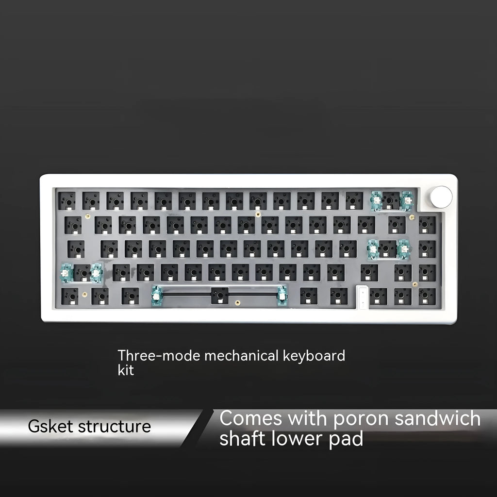 DIY hot plug RGB backlit mechanical keyboard kit with control knob in seven colour options.