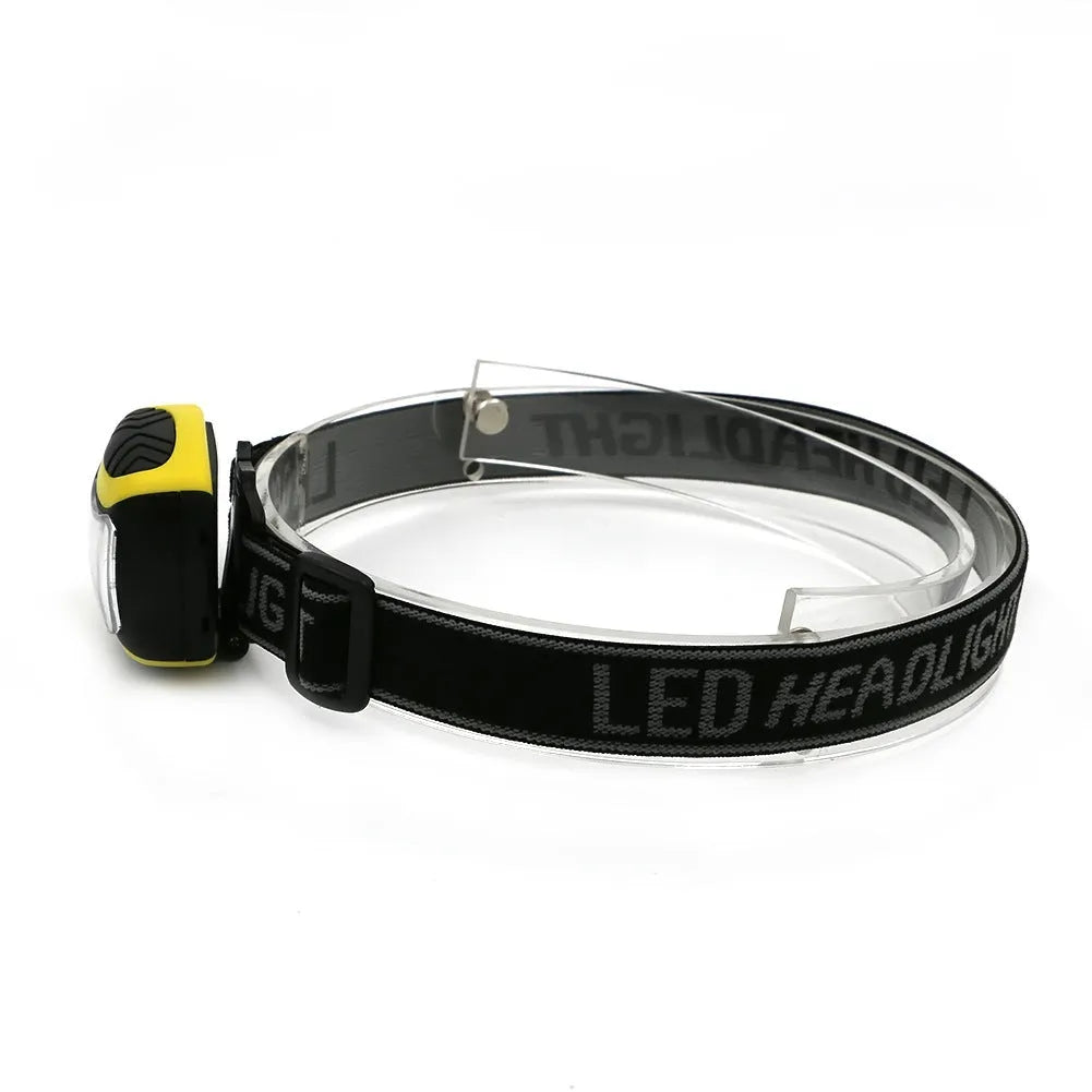 Yellow plastic three-speed COB LED headlamp for outdoor activities.