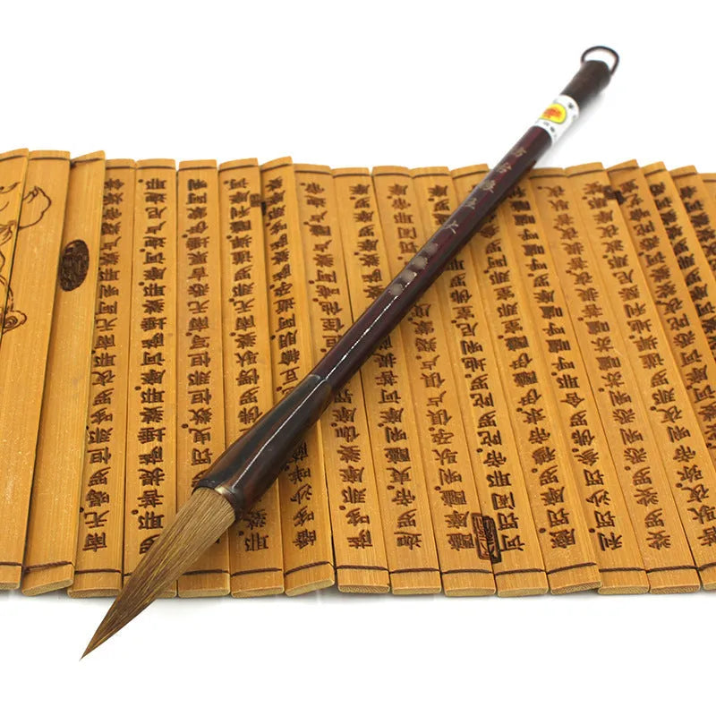 Longfeng steel rod calligraphy brush set with Wolf Hao nibs in large, medium, and small sizes.