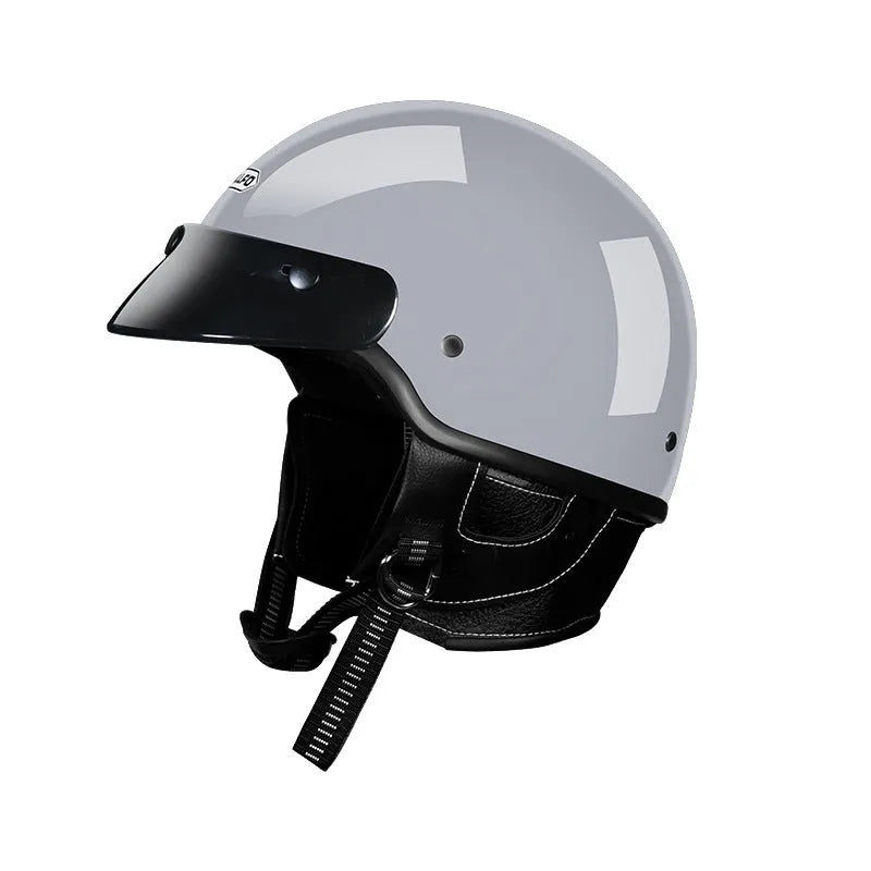 Retro-style motorcycle helmet in ABS construction showing classic biker design