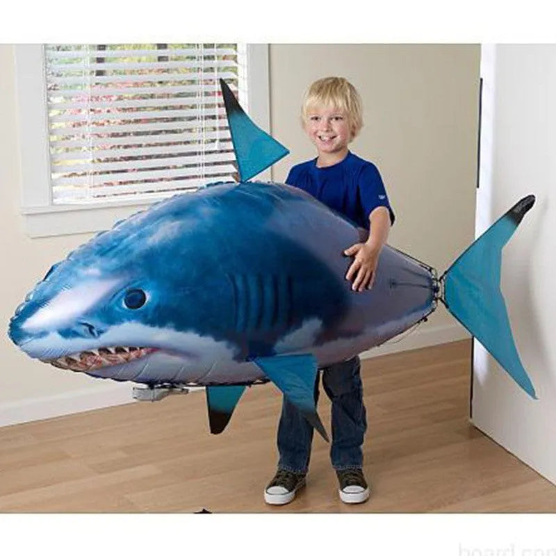 Remote control shark toy air swimming fish balloon floating indoors with infrared remote