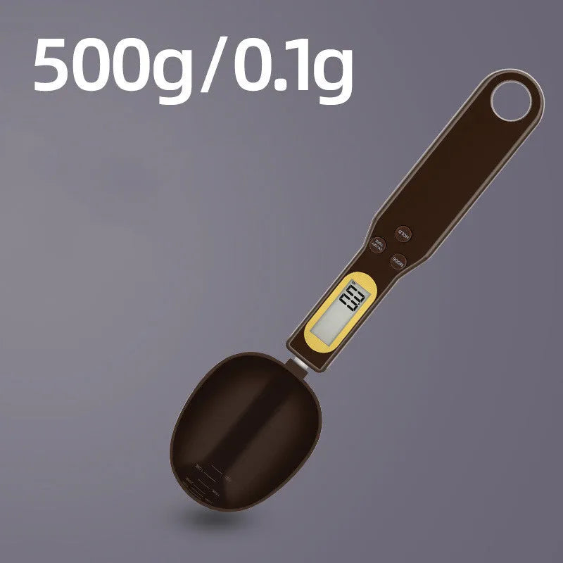 Electronic measuring spoon scale with digital display showing weight measurement