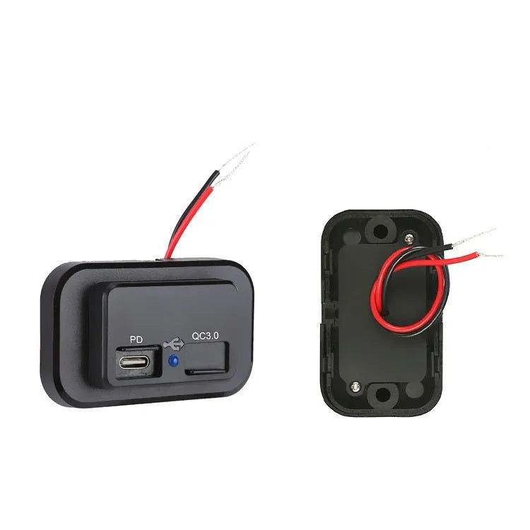 Black QC3.0 TYPE-C car charger with 36W fast charging output
